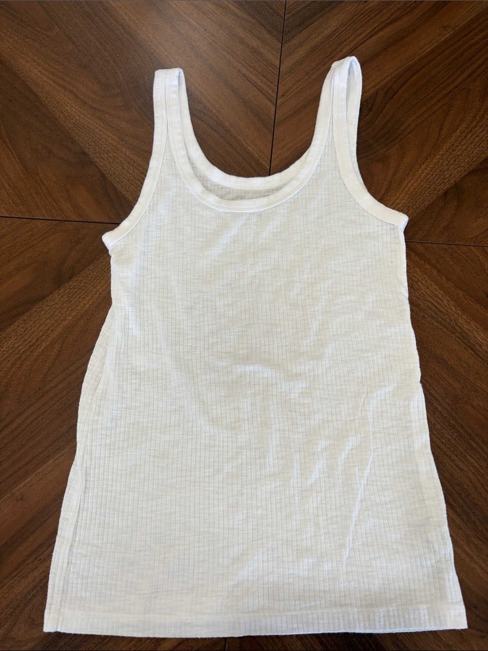 aerie White Ribbed Tank Top - Scoop Neck Sleeveless